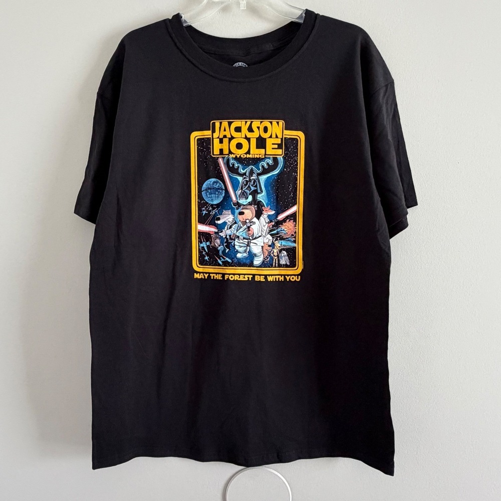 The Duck Company Mens L Jackson Hole Star Wars Parody Graphic T-Shirt Black NWOT